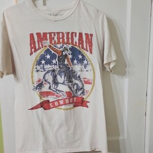 American Cowboy Graphic Tee - Cream Casual Short Sleeve